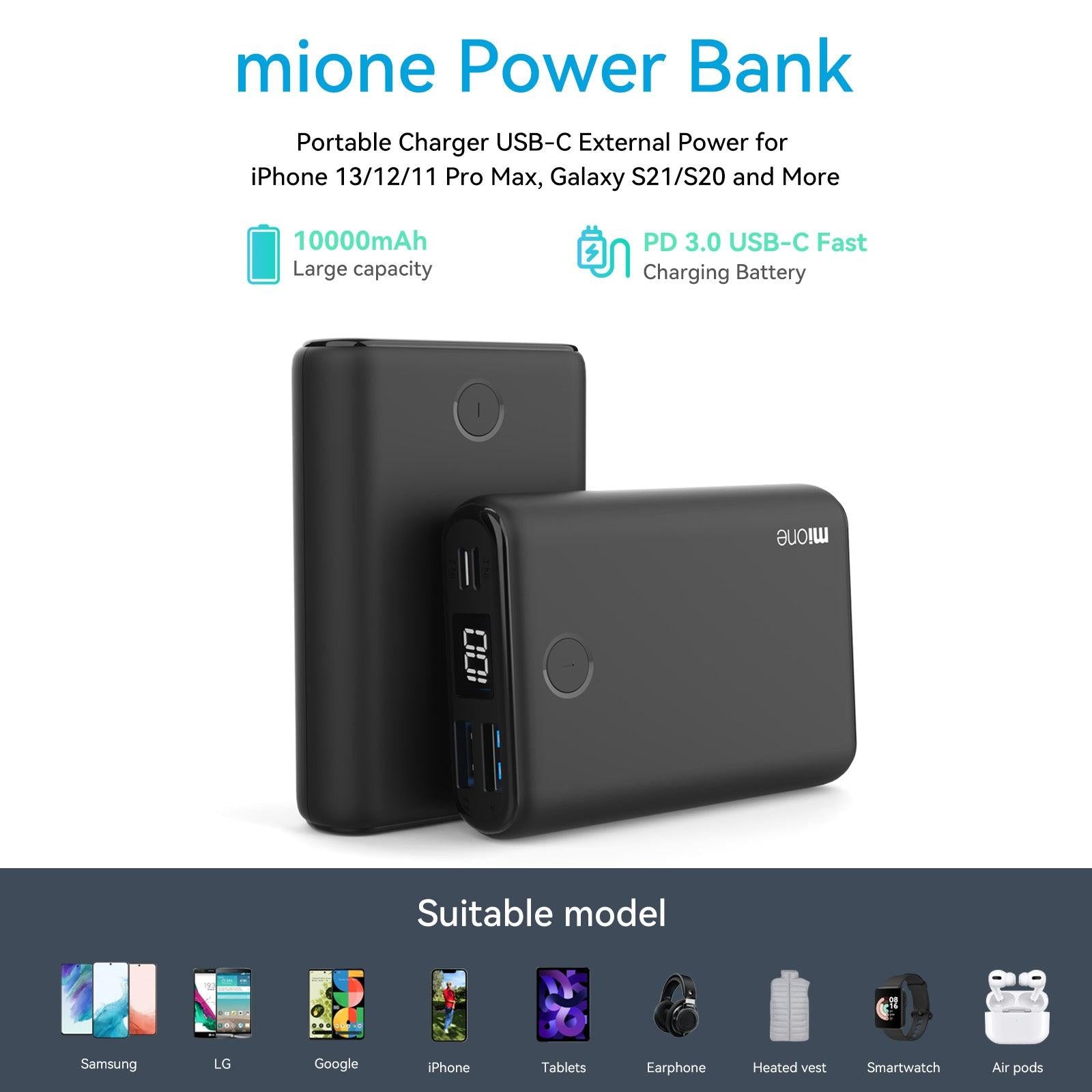 Mione M101-PD Compact 10000mAh Power Bank