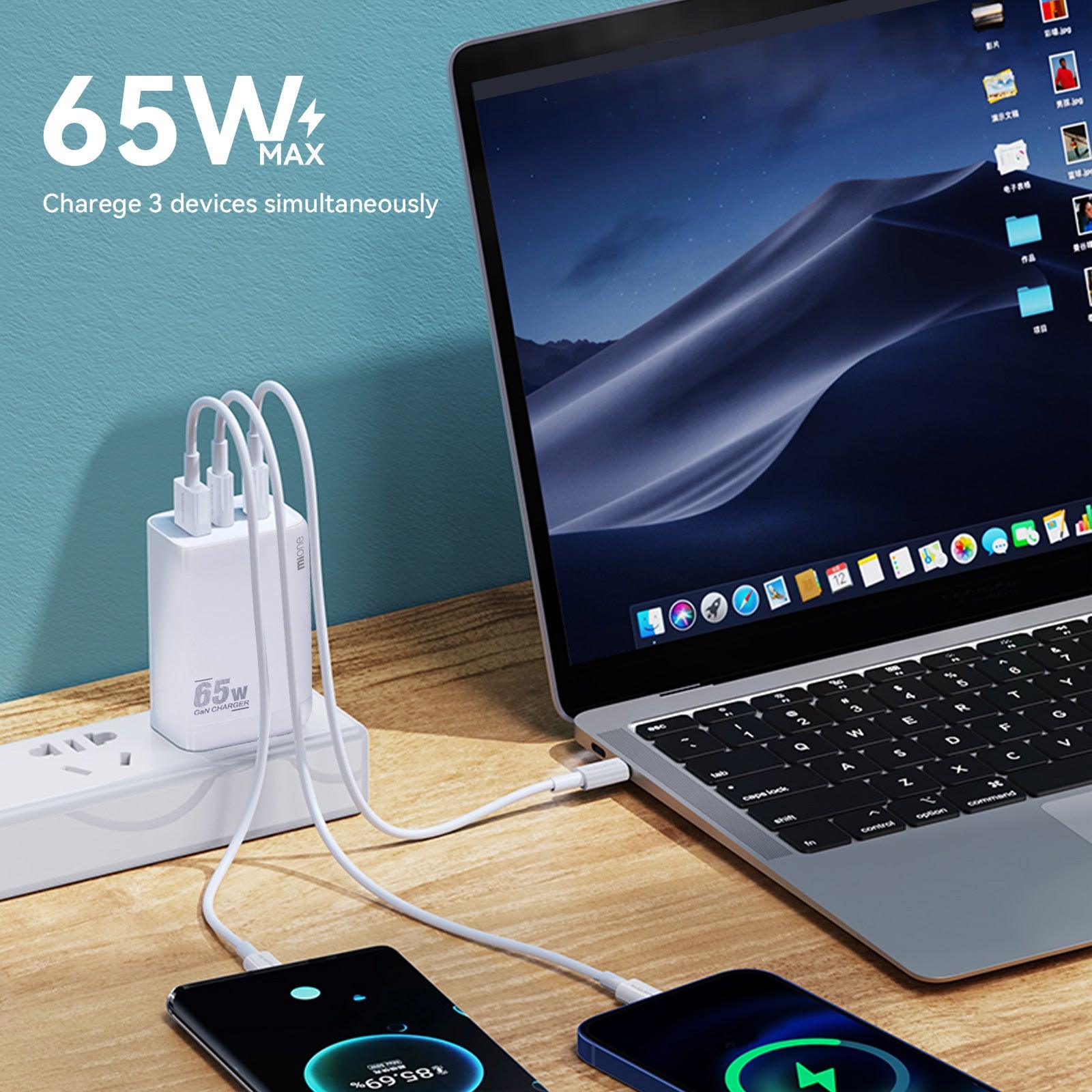 Mione Mic04 Multiport 65W Fast Charger Plug Travel Power Adapter