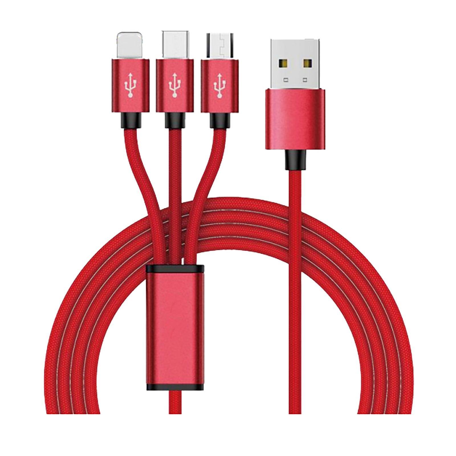 Mione XR03 1.5m 3 in 1 Premium Nylon Braided Charging Cable